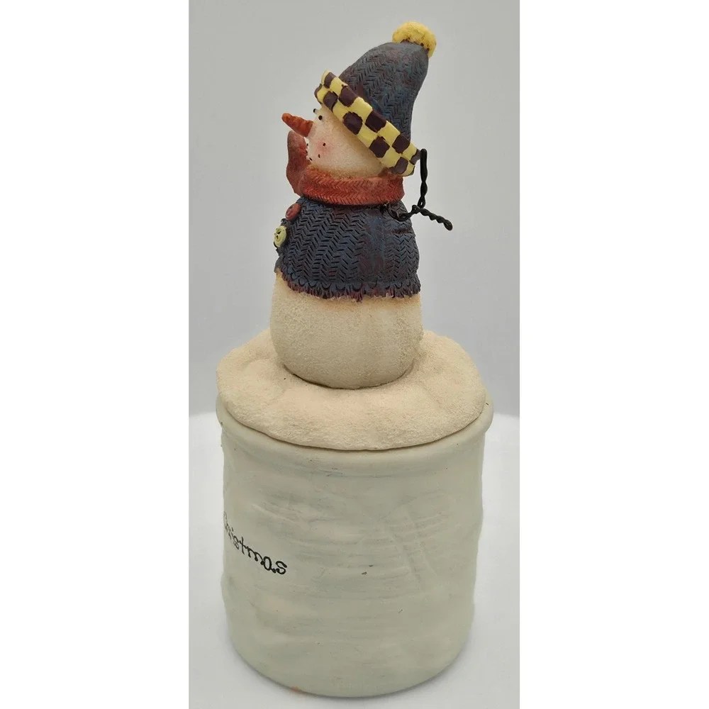 Crazy Mountain Merry Christmas Snowman Figurine/Candle Rustic Folk Art Primitive